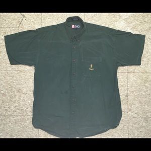 Green Short Sleeved Chaps Ralph Lauren Button Up
